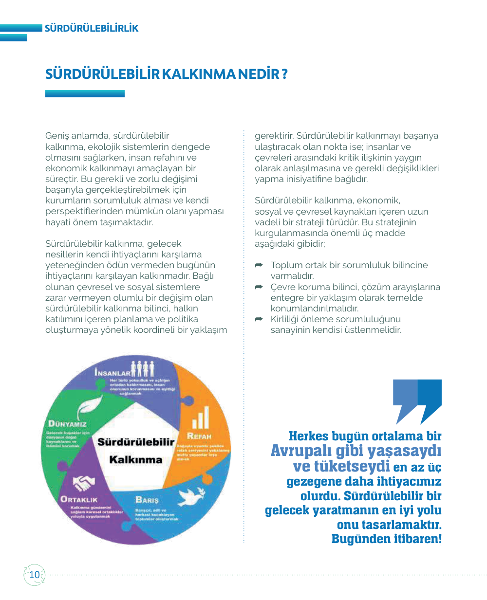 Sürdürülebilir kalkınma konulu iç sayfa